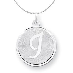 Silver, Makayla Collection, 20mm Disc Initial I Necklace - 24 In